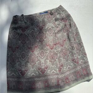 Charter Club Gray and Red Paisley Mini Skirt